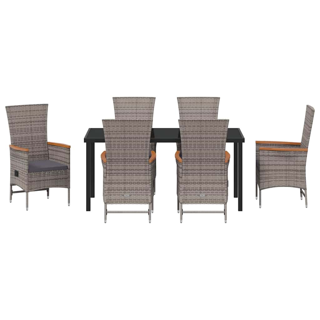 Garten Essgruppe 7 pcs Grau Pulverbeschichteter Stahl