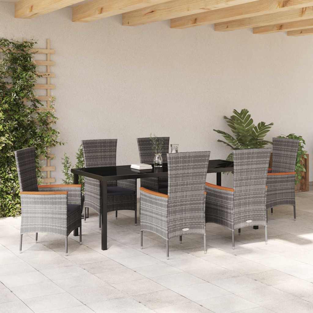 Garten Essgruppe 7 pcs Grau Pulverbeschichteter Stahl