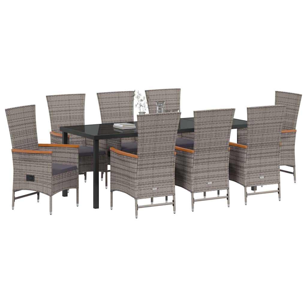 Garten Essgruppe 9 pcs Grau Pulverbeschichteter Stahl
