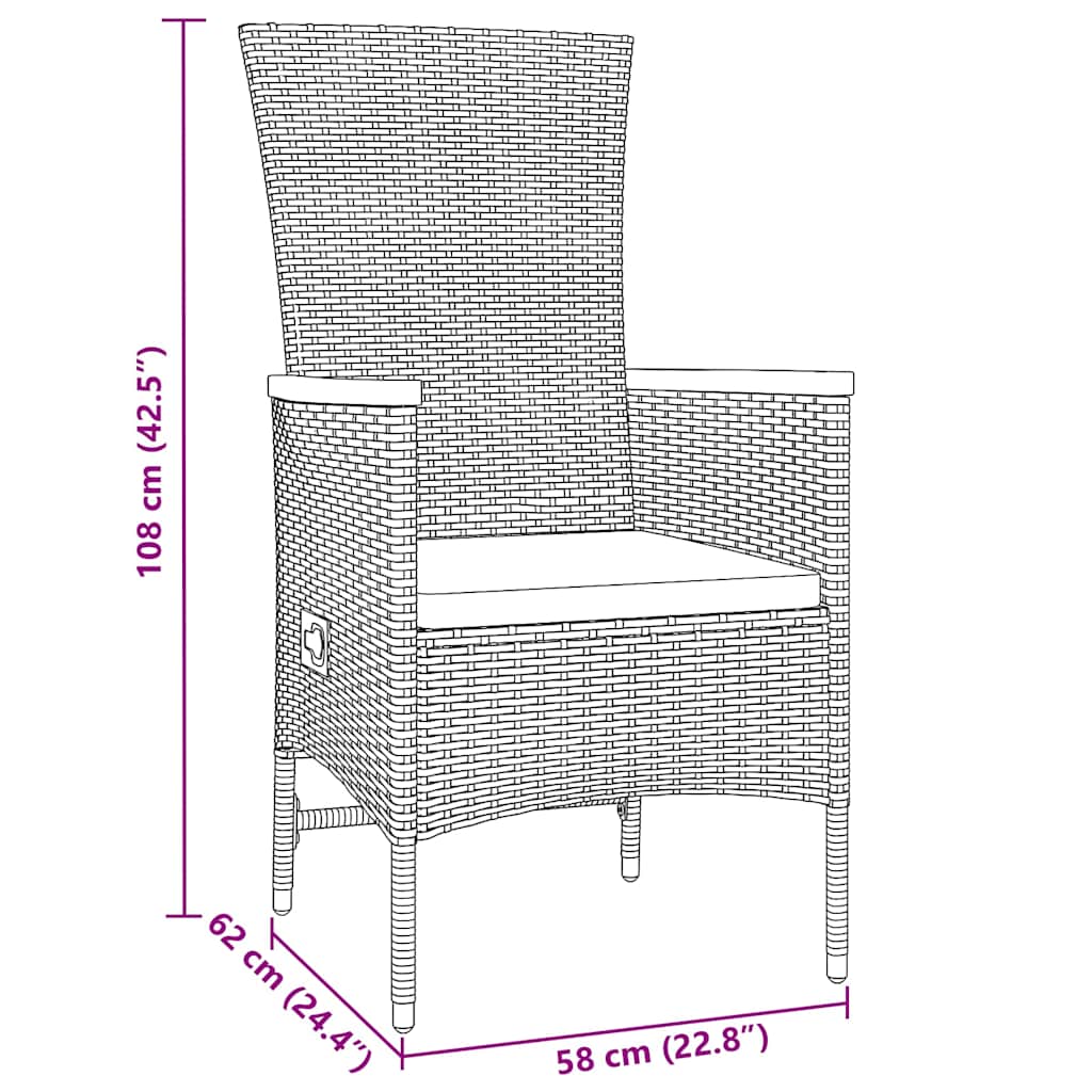 Garten Essgruppe 9 pcs Grau Pulverbeschichteter Stahl