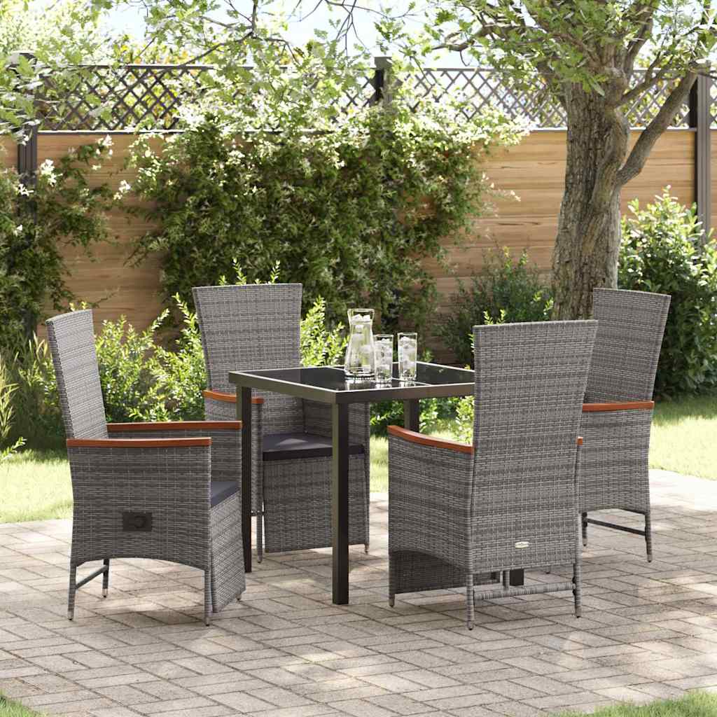 Garten Essgruppe mit Kissen 5 pcs Grau Poly-Rattan