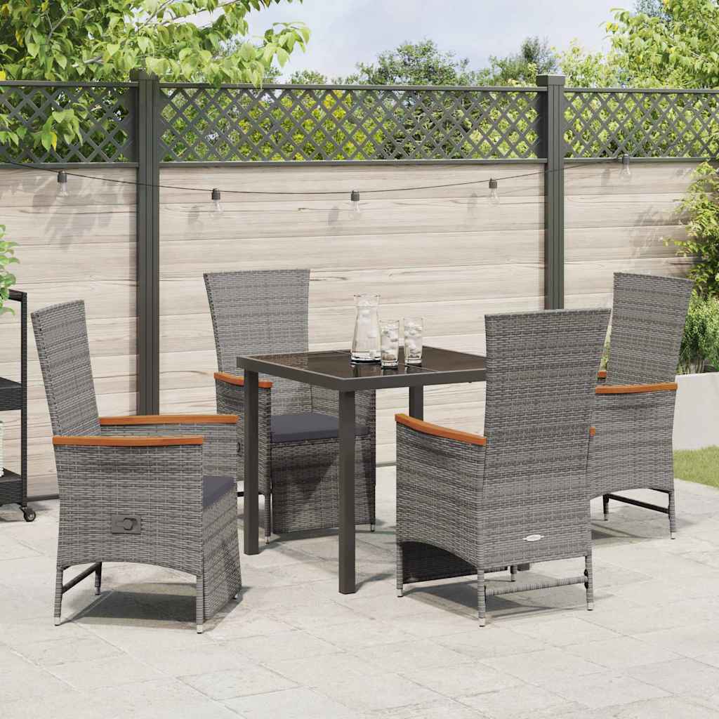 Garten Essgruppe mit Kissen 5 pcs Grau Poly-Rattan