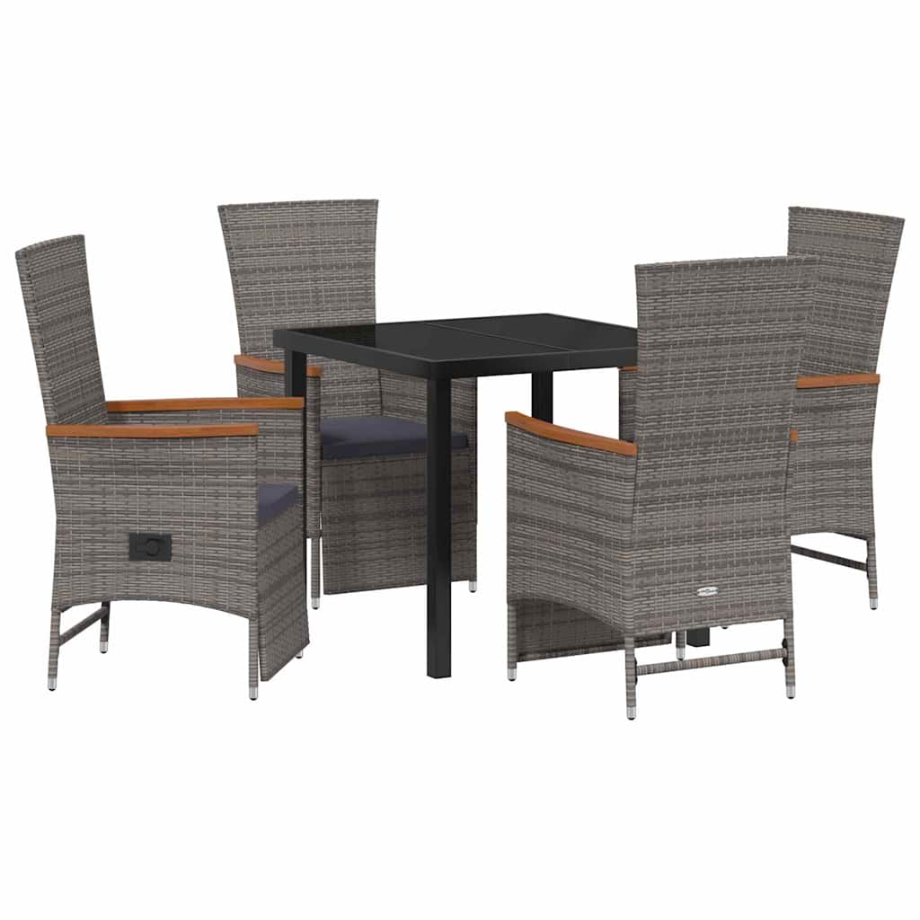 Garten Essgruppe mit Kissen 5 pcs Grau Poly-Rattan