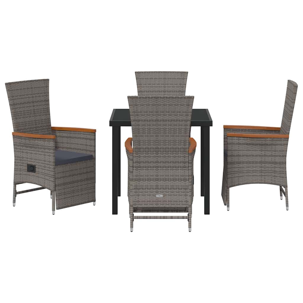 Garten Essgruppe mit Kissen 5 pcs Grau Poly-Rattan