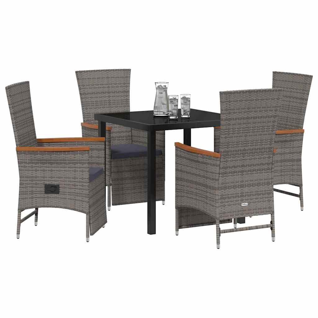 Garten Essgruppe mit Kissen 5 pcs Grau Poly-Rattan