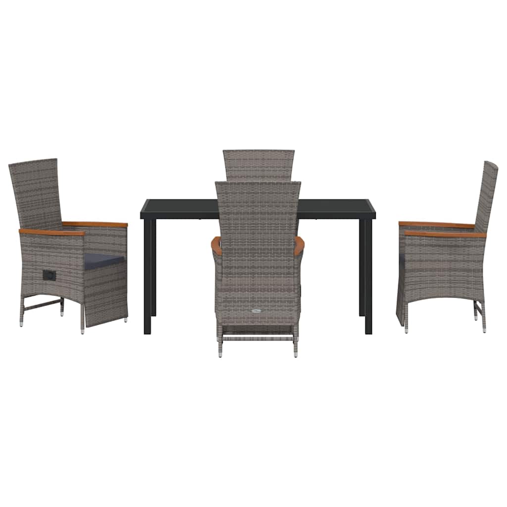 Garten Essgruppe mit Kissen 5 pcs Grau Poly-Rattan