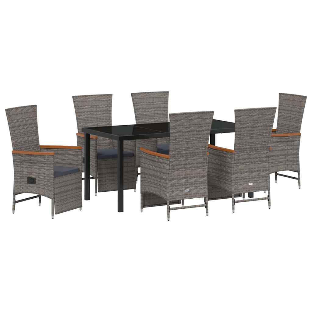Garten Essgruppe mit Kissen 7 pcs Grau Poly-Rattan