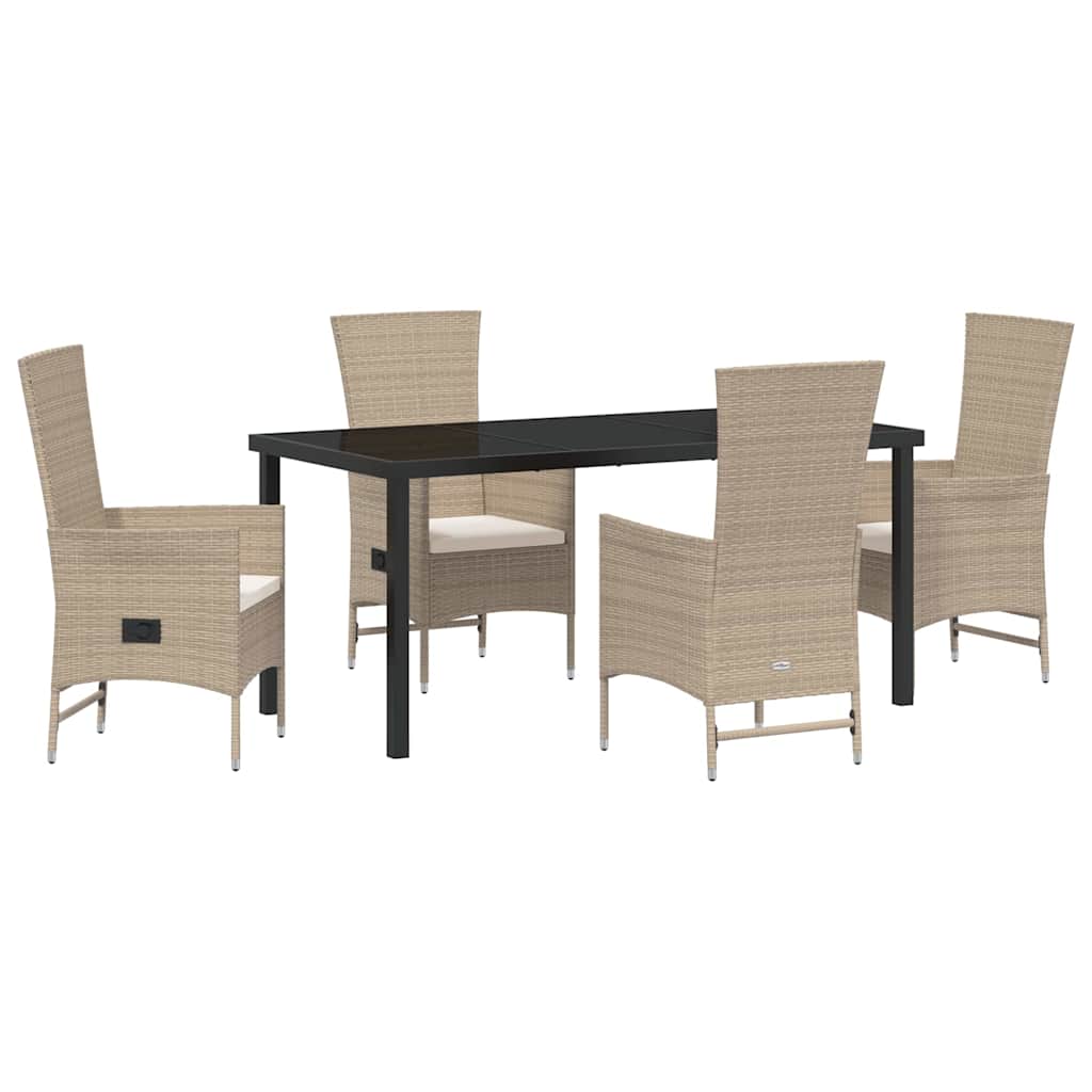 Garten Essgruppe mit Kissen 5 pcs Beige Poly-Rattan