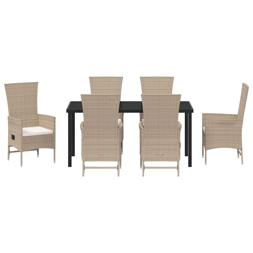 Garten Essgruppe mit Kissen 7 pcs Beige Poly-Rattan