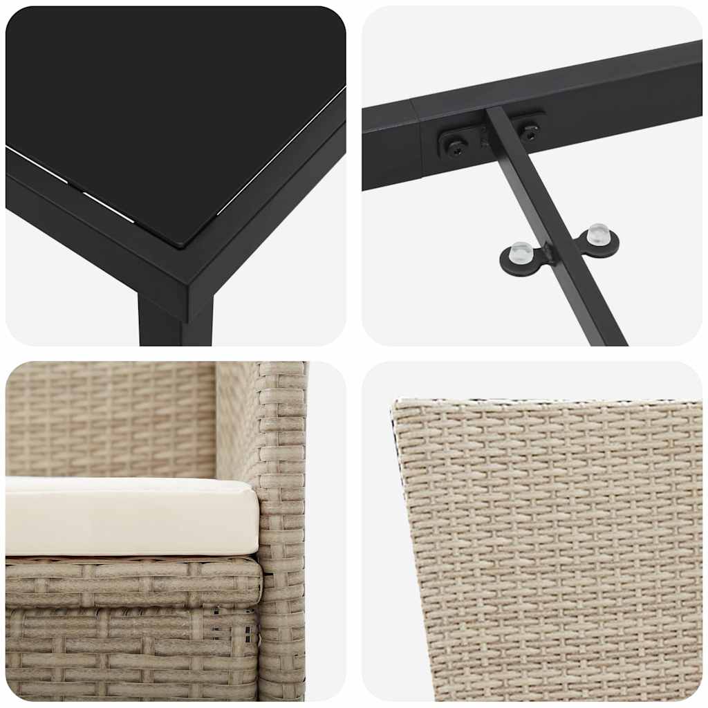Garten Essgruppe mit Kissen 3 pcs Beige Poly-Rattan