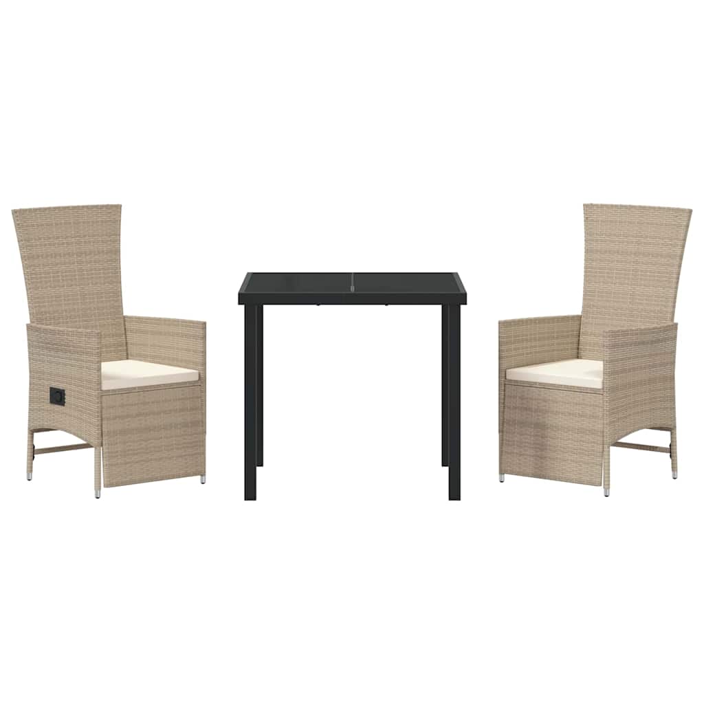 Garten Essgruppe mit Kissen 3 pcs Beige Poly-Rattan