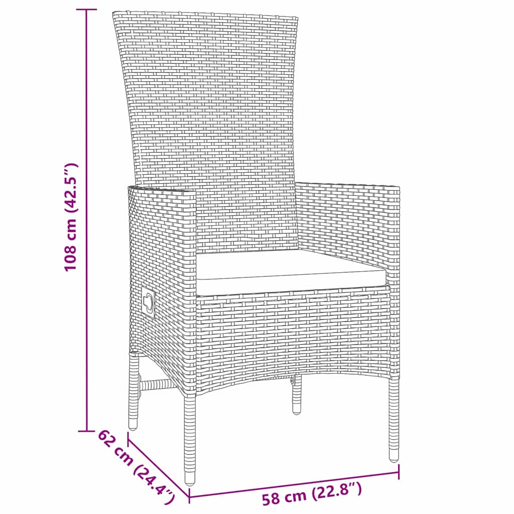 Garten Essgruppe mit Kissen 3 pcs Beige Poly-Rattan