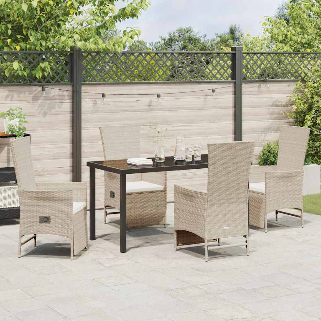 Garten Essgruppe mit Kissen 5 pcs Beige Poly-Rattan