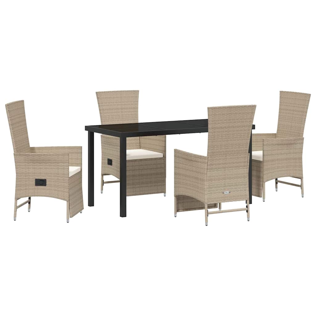 Garten Essgruppe mit Kissen 5 pcs Beige Poly-Rattan