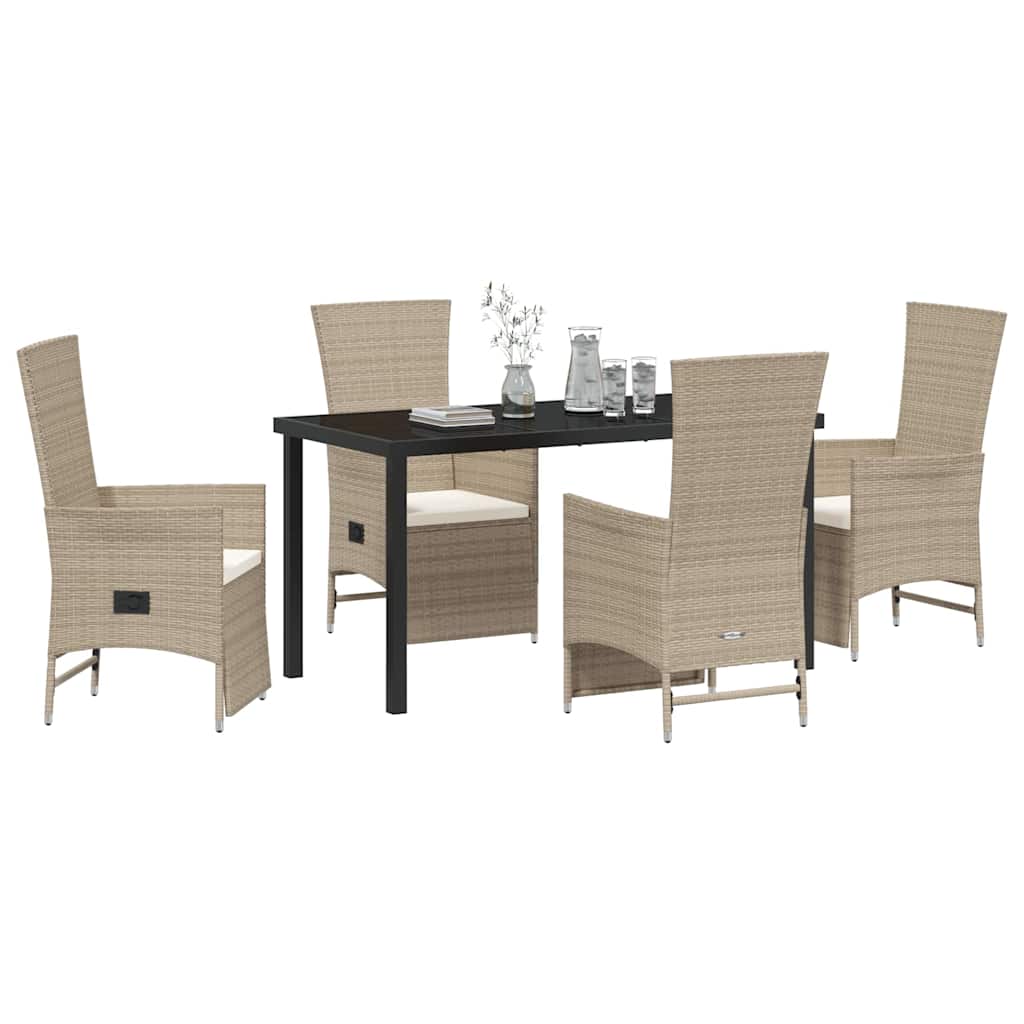 Garten Essgruppe mit Kissen 5 pcs Beige Poly-Rattan
