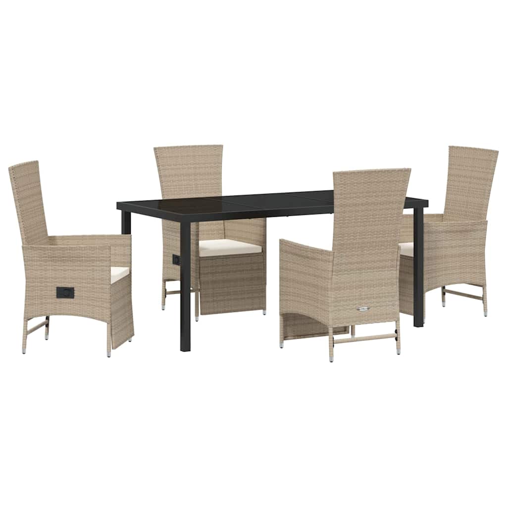Garten Essgruppe mit Kissen 5 pcs Beige Poly-Rattan