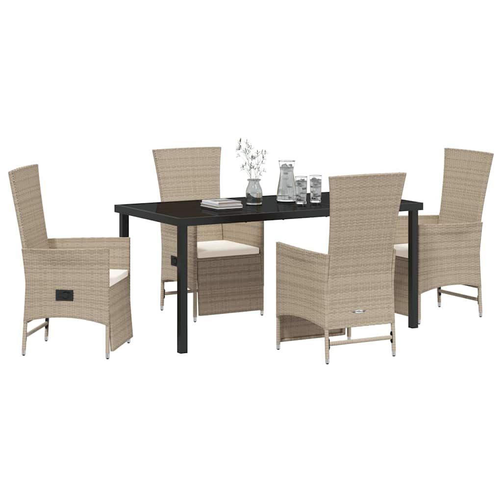 Garten Essgruppe mit Kissen 5 pcs Beige Poly-Rattan