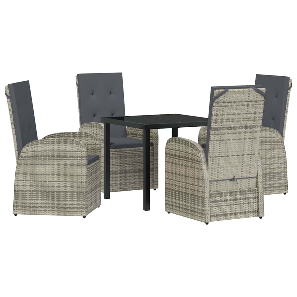 Garten Essgruppe mit Kissen 5 pcs Grau Poly-Rattan