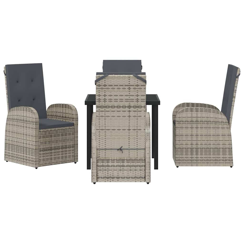 Garten Essgruppe mit Kissen 5 pcs Grau Poly-Rattan