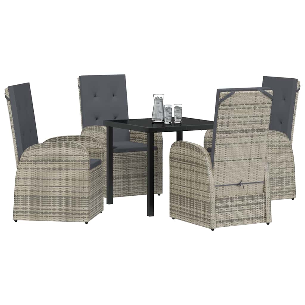 Garten Essgruppe mit Kissen 5 pcs Grau Poly-Rattan