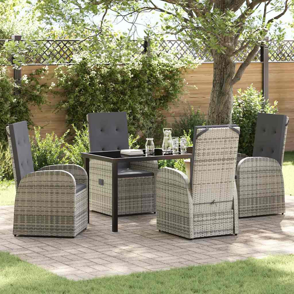 Garten Essgruppe mit Kissen 5 pcs Grau Poly-Rattan