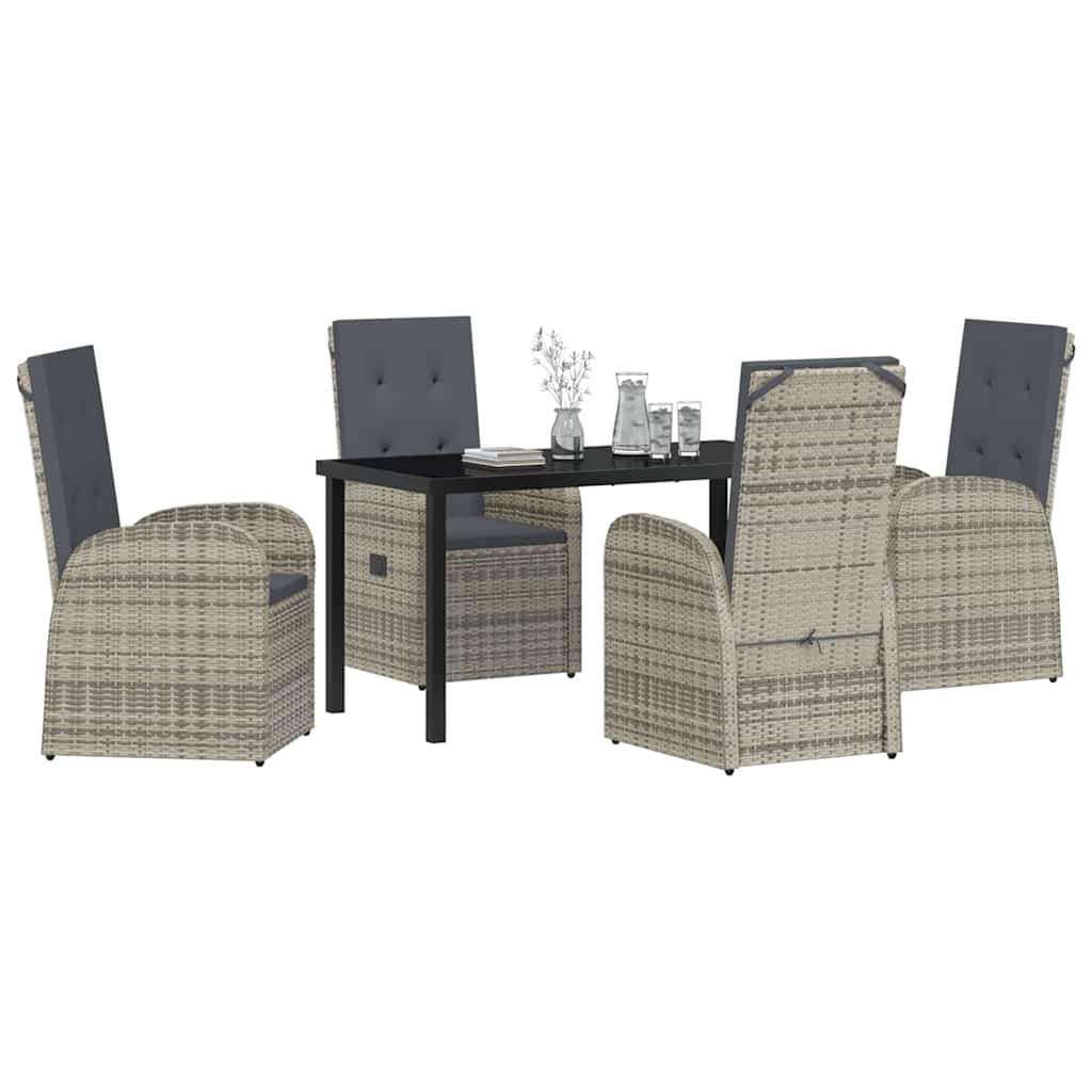 Garten Essgruppe mit Kissen 5 pcs Grau Poly-Rattan