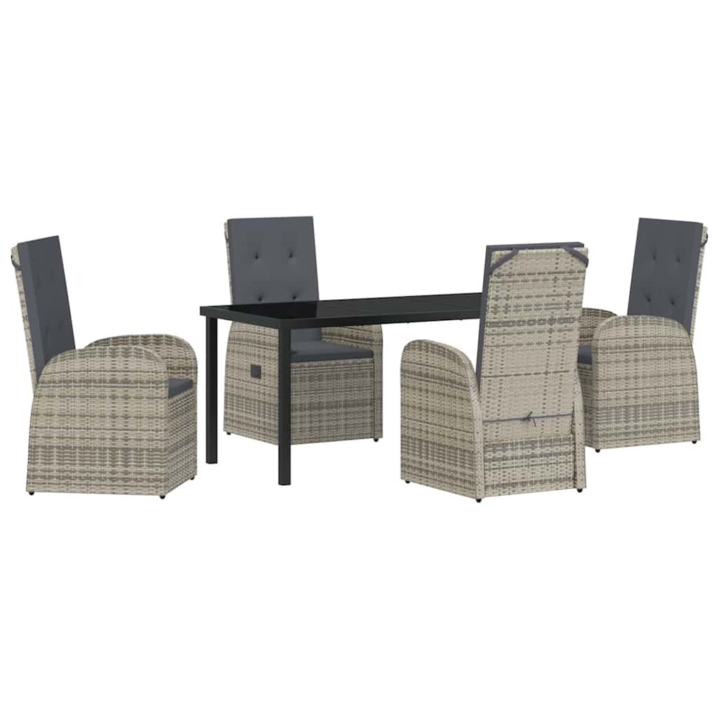 Garten Essgruppe mit Kissen 5 pcs Grau Poly-Rattan