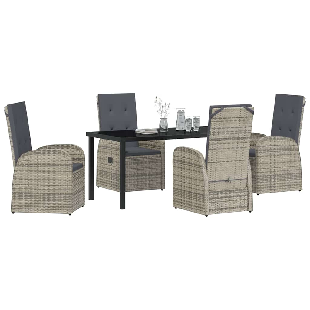 Garten Essgruppe mit Kissen 5 pcs Grau Poly-Rattan