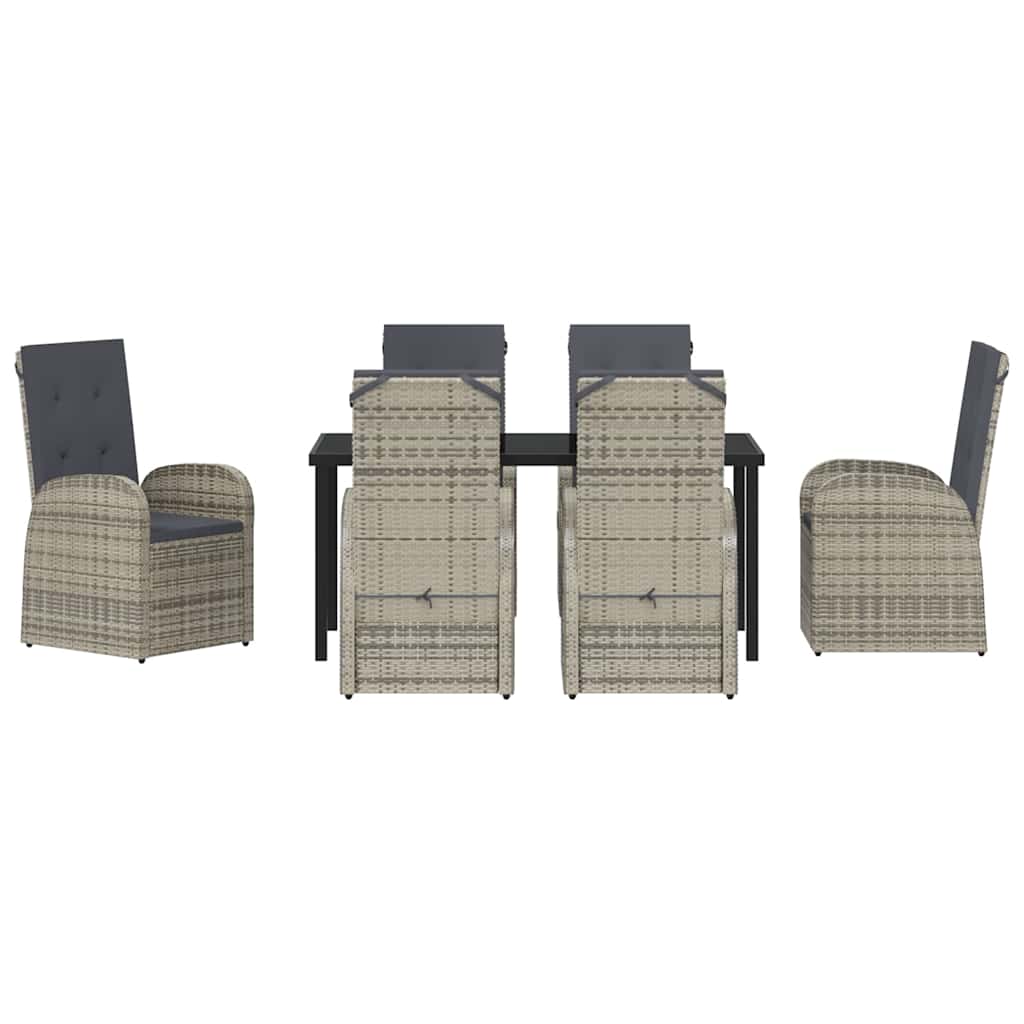 Garten Essgruppe mit Kissen 7 pcs Grau Poly-Rattan
