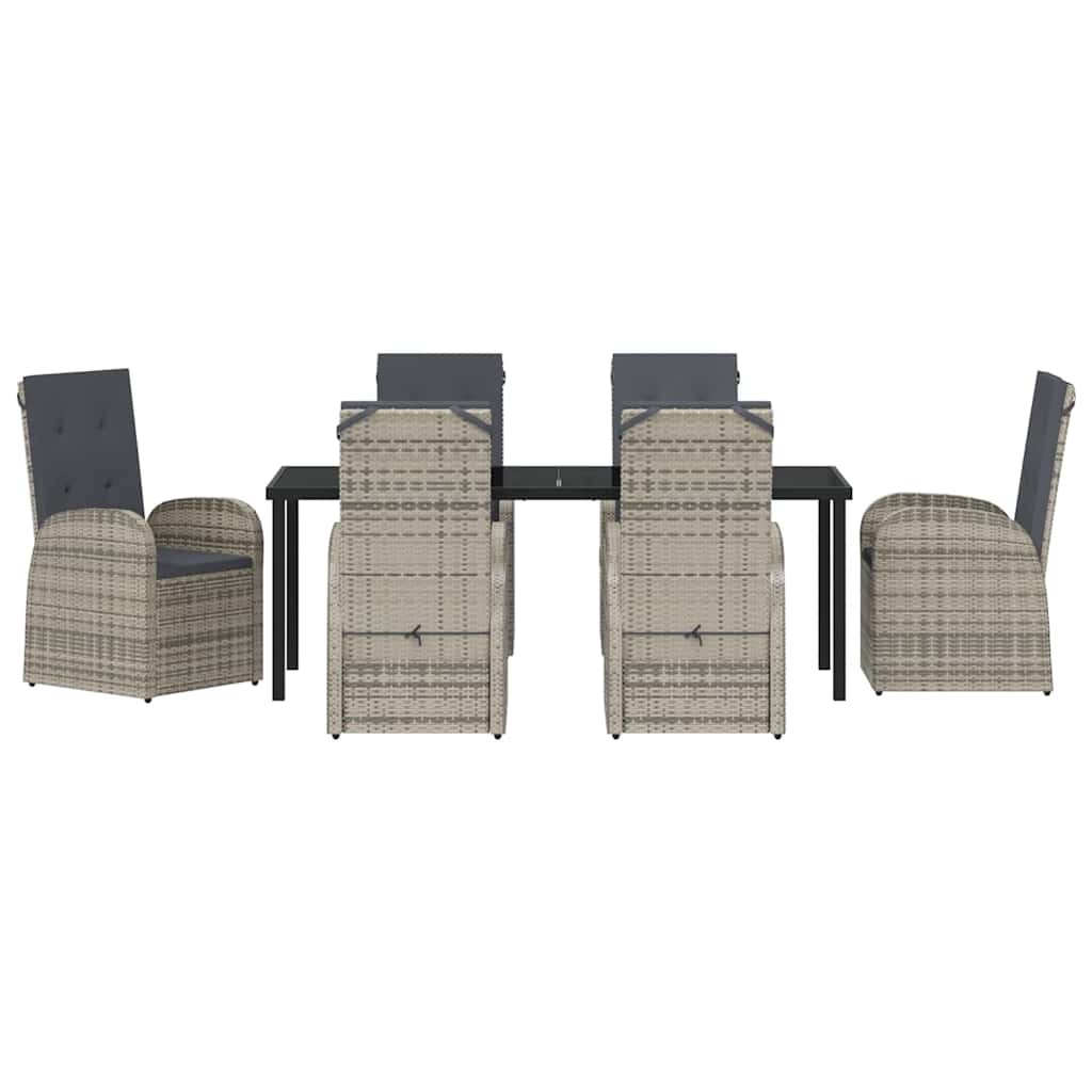 Garten Essgruppe mit Kissen 7 pcs Grau Poly-Rattan