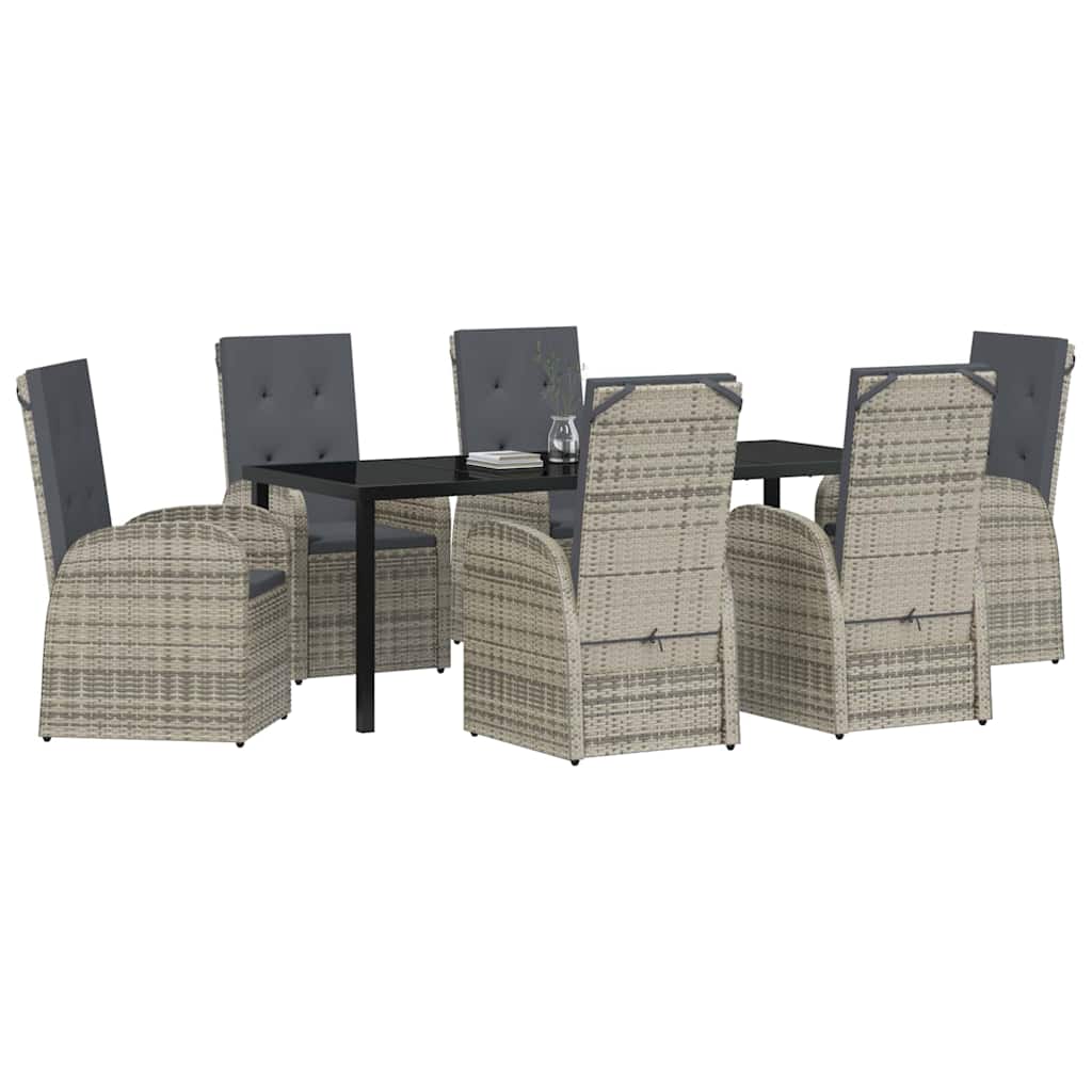 Garten Essgruppe mit Kissen 7 pcs Grau Poly-Rattan