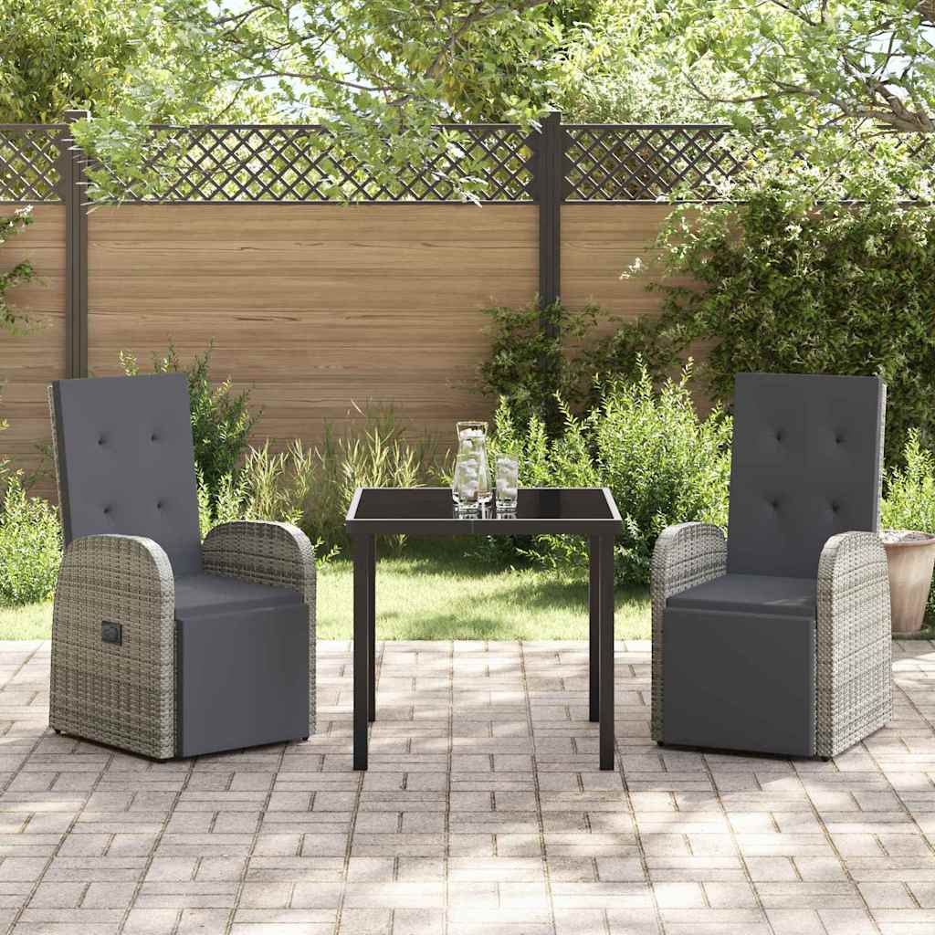 Garten Essgruppe mit Kissen 3 pcs Grau Poly-Rattan