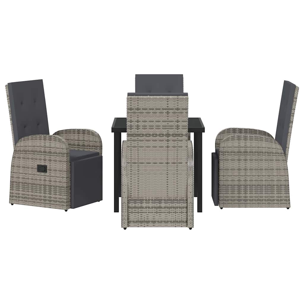 Garten Essgruppe mit Kissen 5 pcs Grau Poly-Rattan
