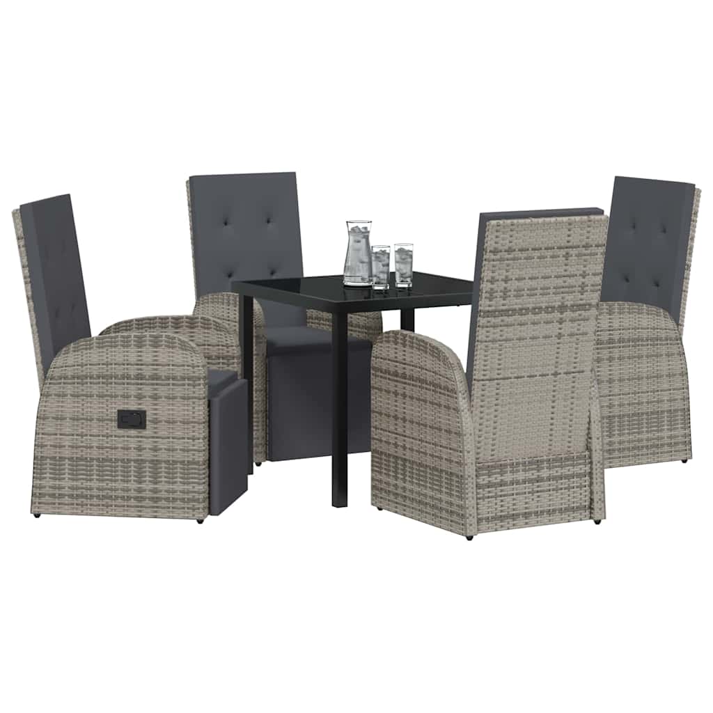 Garten Essgruppe mit Kissen 5 pcs Grau Poly-Rattan