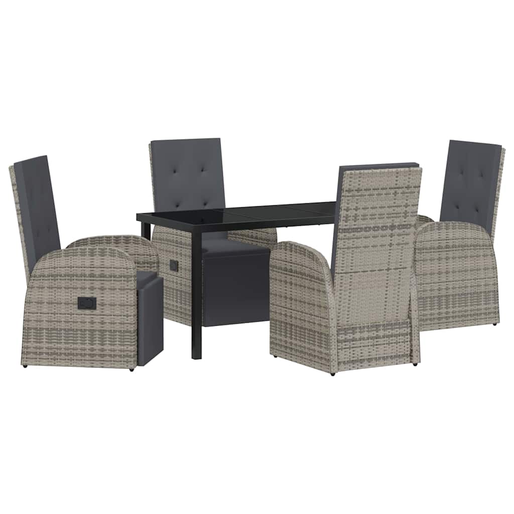 Garten Essgruppe mit Kissen 5 pcs Grau Poly-Rattan