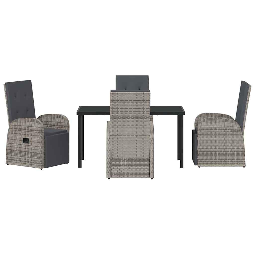 Garten Essgruppe mit Kissen 5 pcs Grau Poly-Rattan