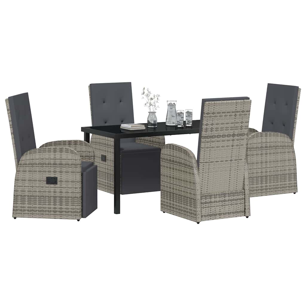 Garten Essgruppe mit Kissen 5 pcs Grau Poly-Rattan