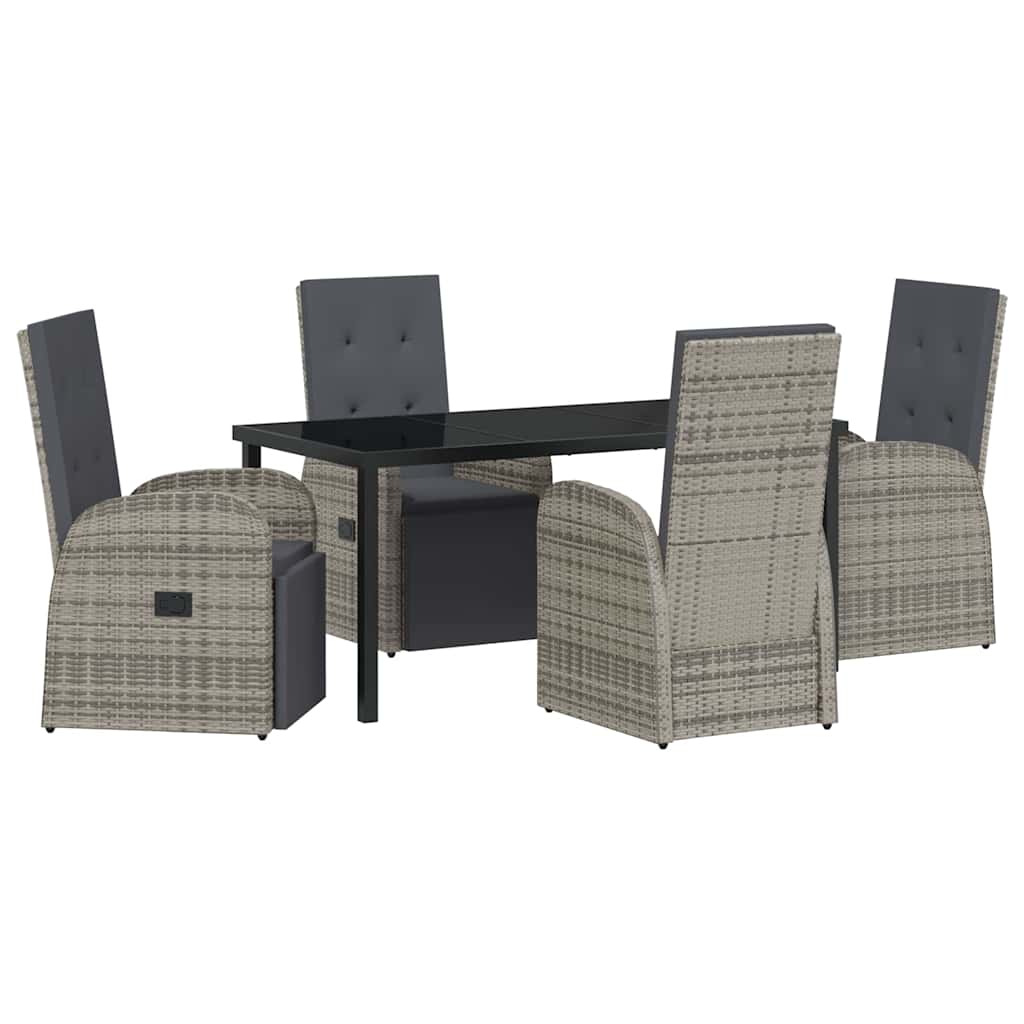Garten Essgruppe mit Kissen 5 pcs Grau Poly-Rattan