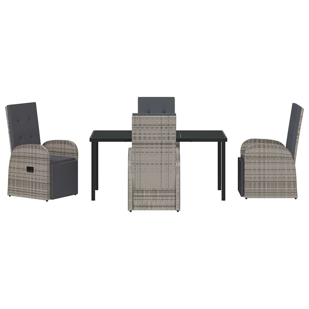 Garten Essgruppe mit Kissen 5 pcs Grau Poly-Rattan