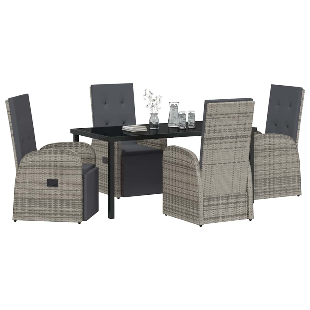 Garten Essgruppe mit Kissen 5 pcs Grau Poly-Rattan