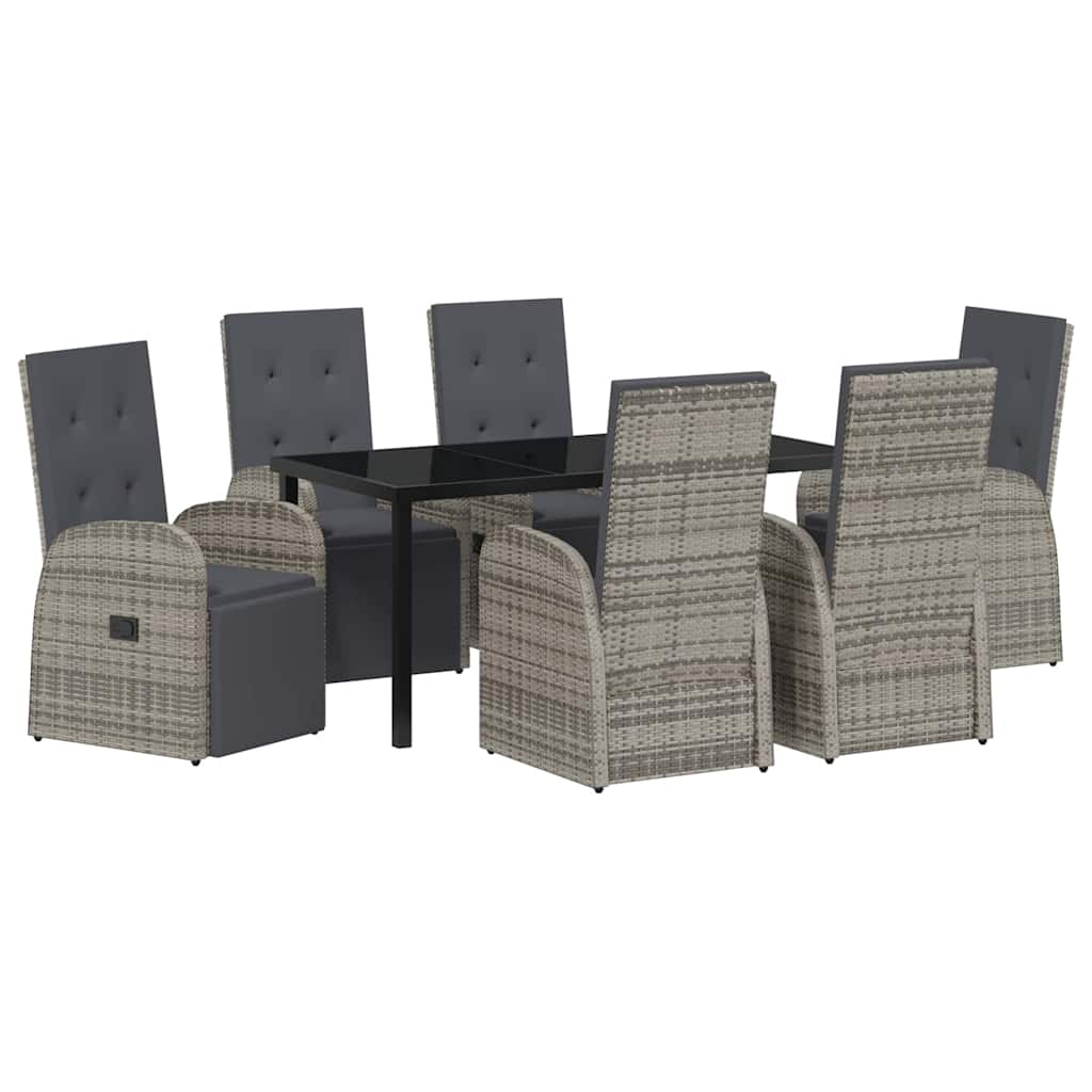 Garten Essgruppe mit Kissen 7 pcs Grau Poly-Rattan