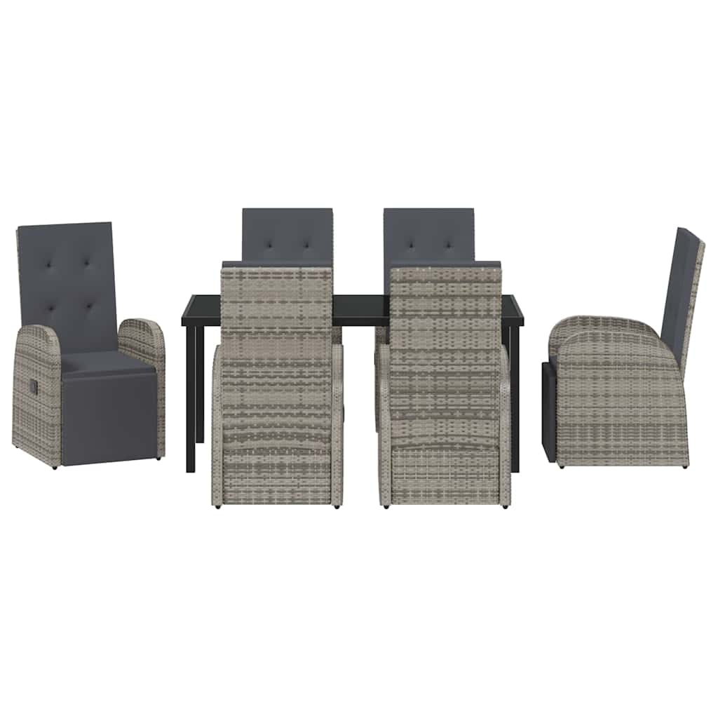 Garten Essgruppe mit Kissen 7 pcs Grau Poly-Rattan