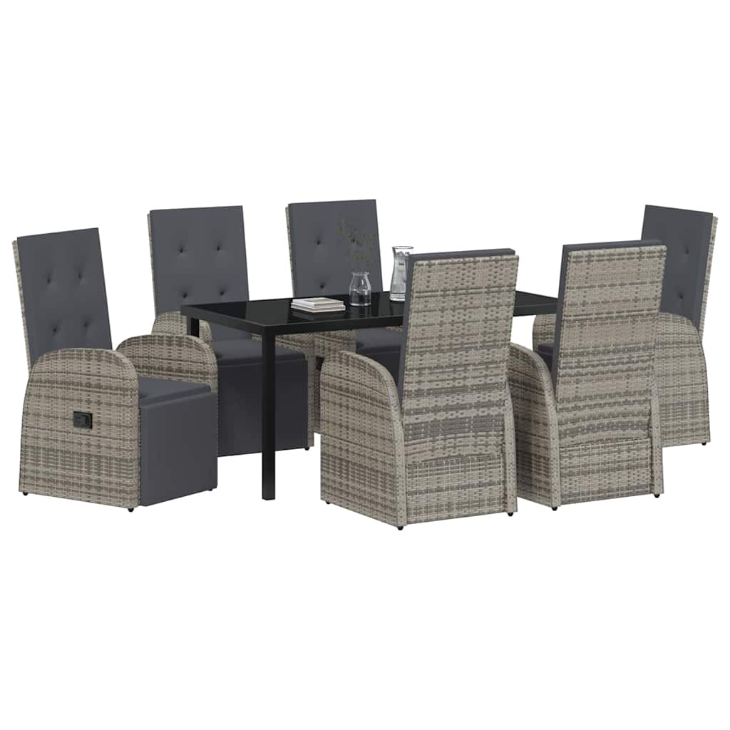Garten Essgruppe mit Kissen 7 pcs Grau Poly-Rattan