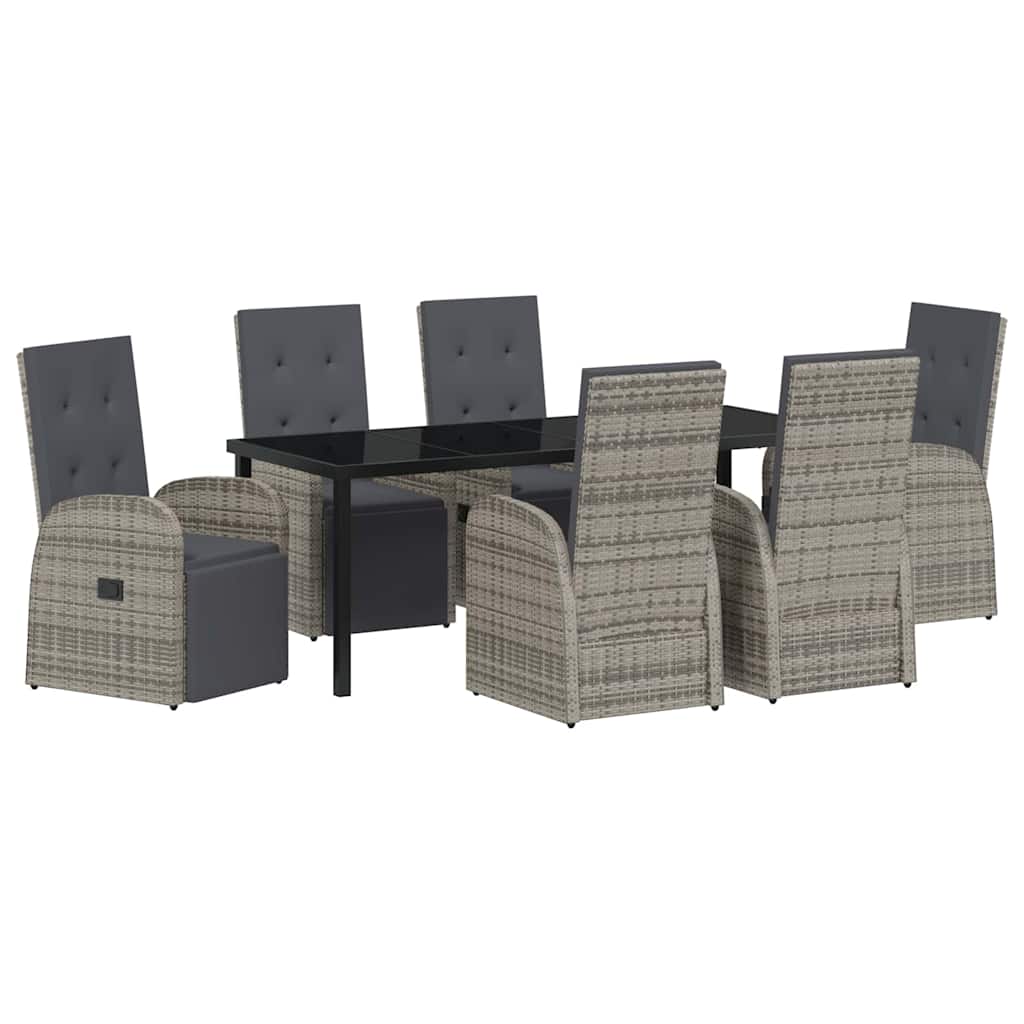 Garten Essgruppe mit Kissen 7 pcs Grau Poly-Rattan