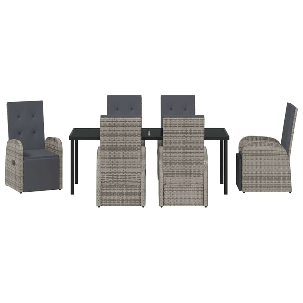 Garten Essgruppe mit Kissen 7 pcs Grau Poly-Rattan