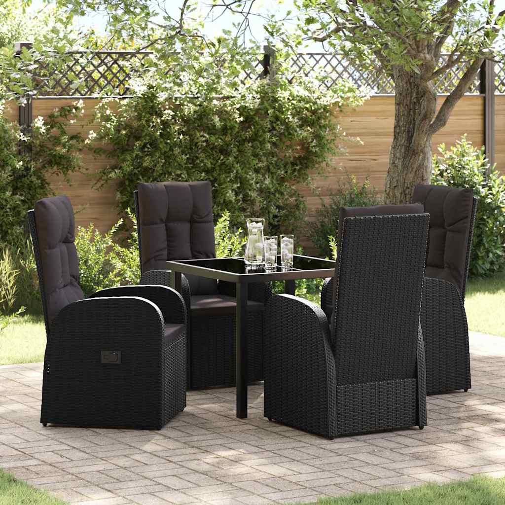 Garten Essgruppe mit Kissen 5 pcs Schwarz Poly-Rattan