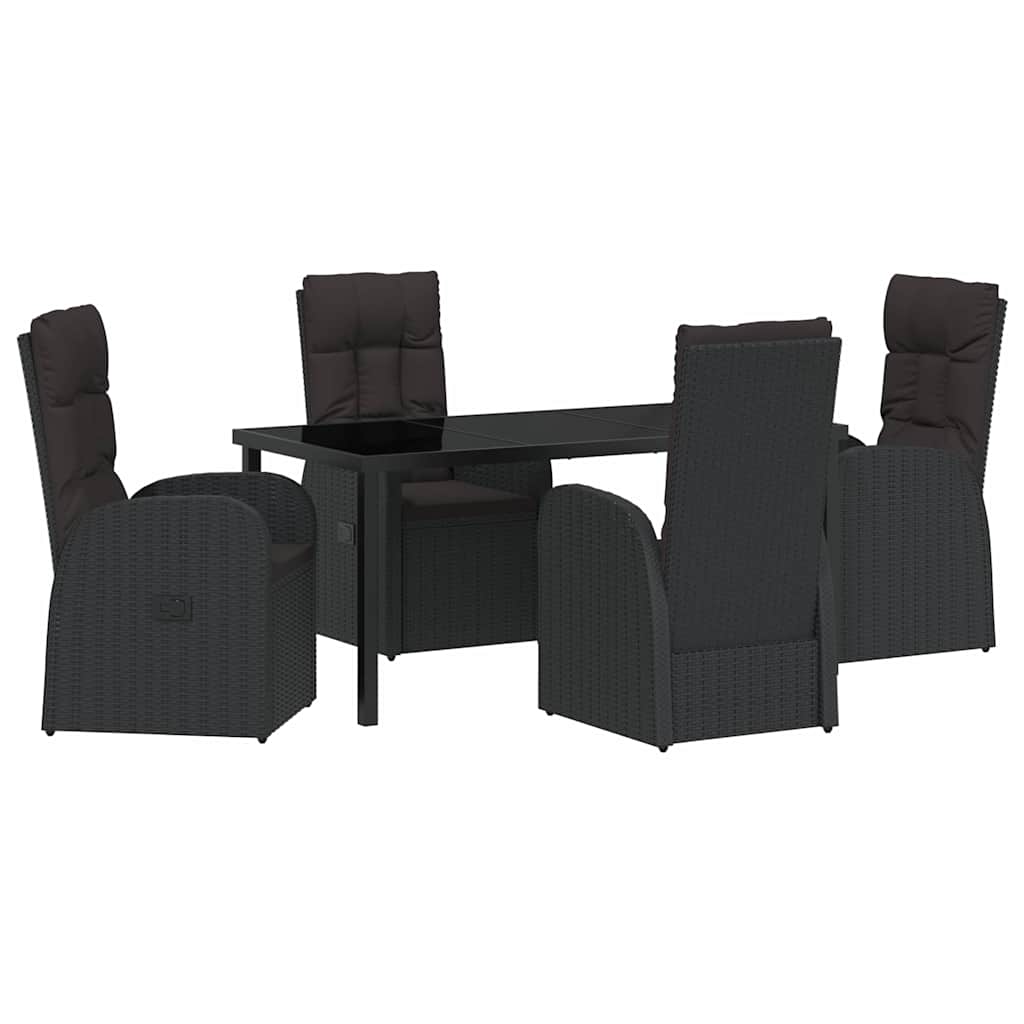 Garten Essgruppe mit Kissen 5 pcs Schwarz Poly-Rattan