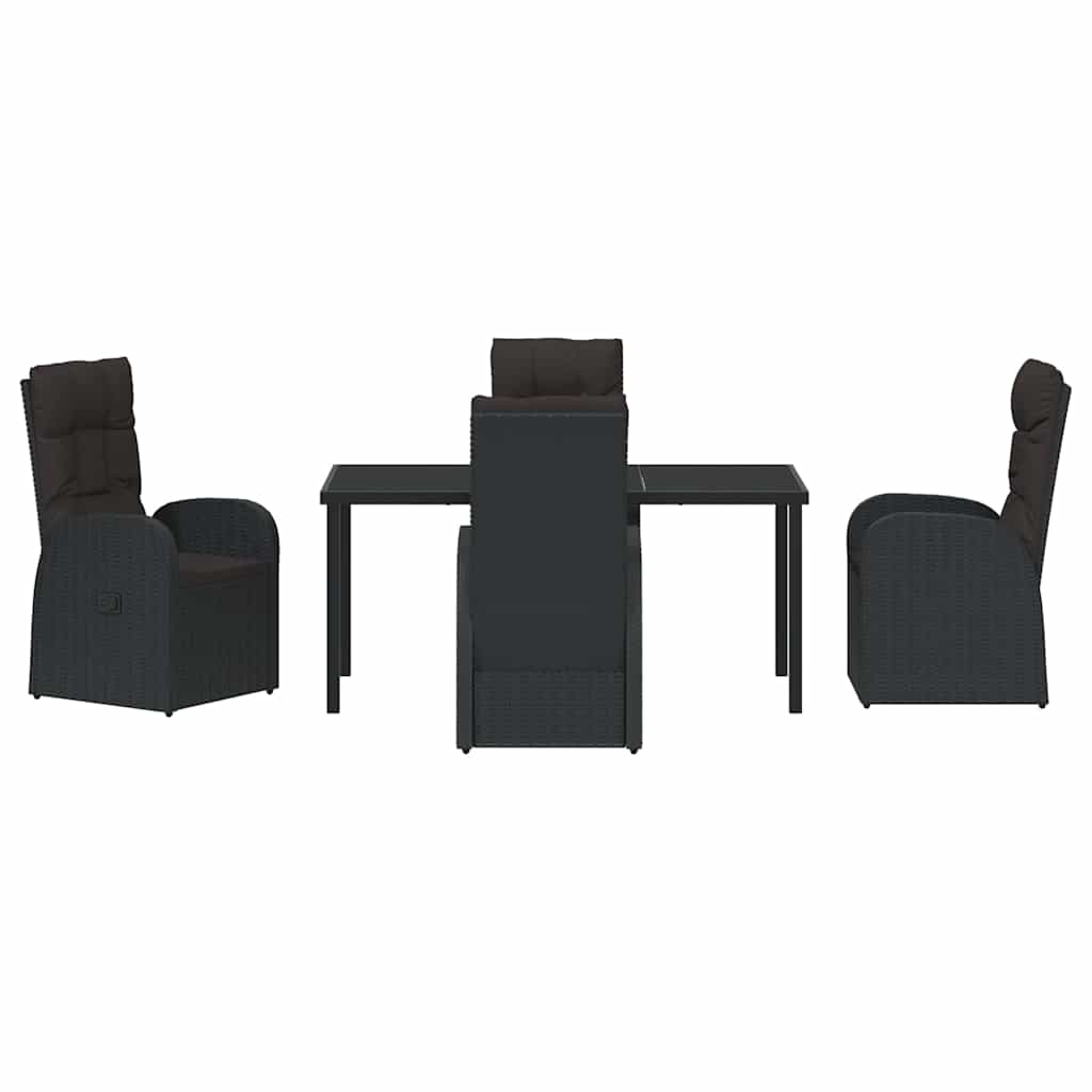 Garten Essgruppe mit Kissen 5 pcs Schwarz Poly-Rattan