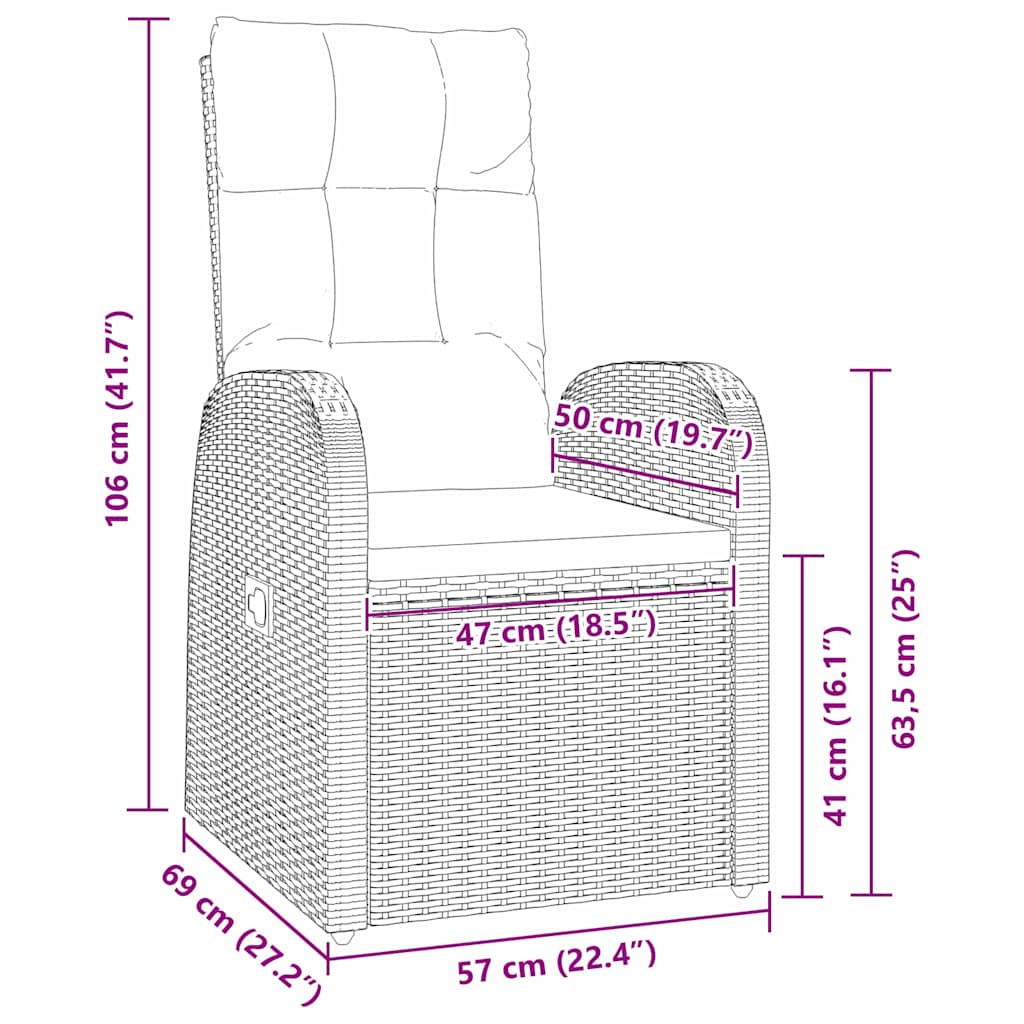 Garten Essgruppe mit Kissen 9 pcs Schwarz Poly-Rattan
