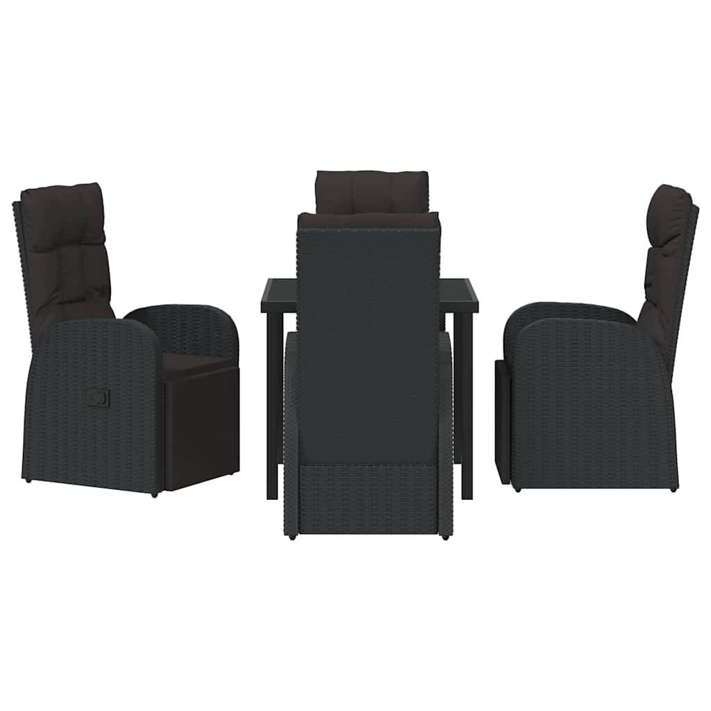 Garten Essgruppe mit Kissen 5 pcs Schwarz Poly-Rattan
